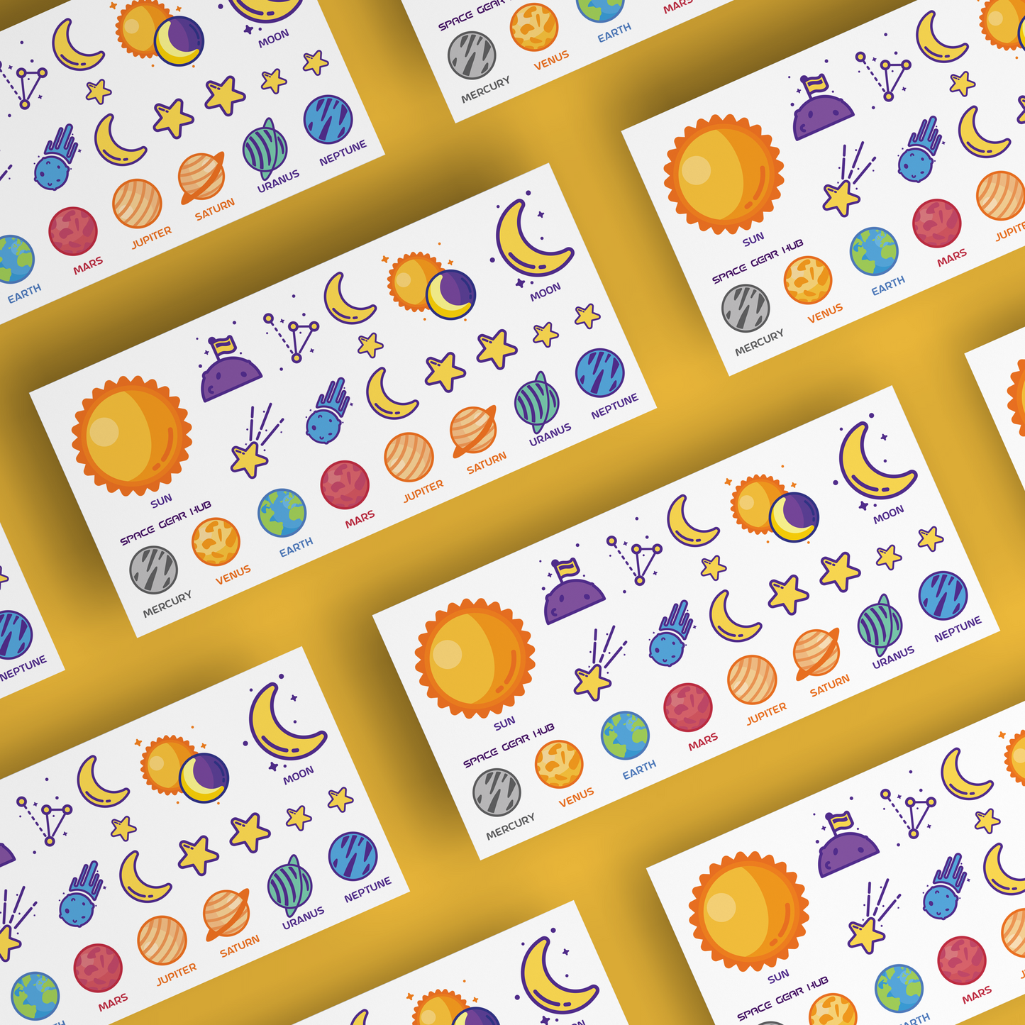 2 Solar System Sticker Sheets - ٢ استيكر النظام الشمسي